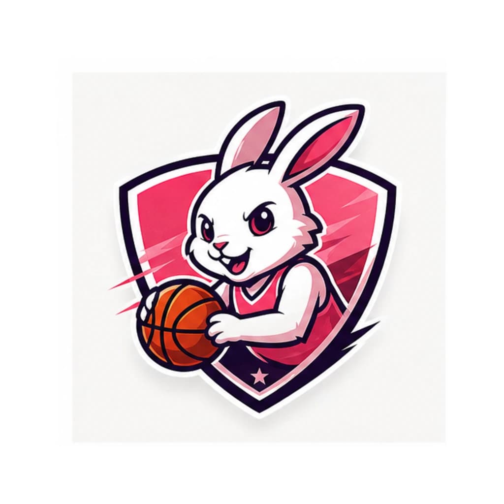 Logo Bóng Rổ Dễ Thương Màu Hồng Hình Thỏ