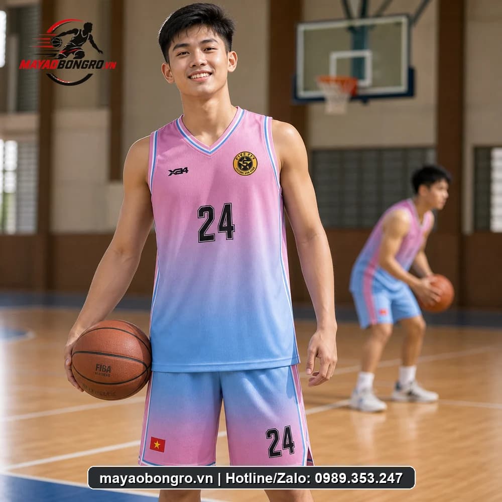 Mẫu bóng rổ FIVE FIT Gradient Hồng cho học sinh trung học phổ thông, người lớn.
