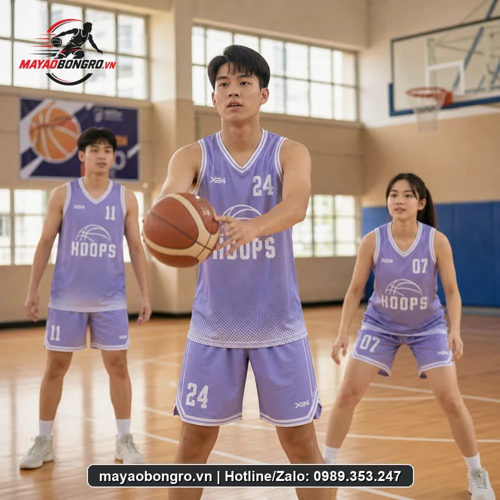 Mẫu bóng rổ Màu Tím Pastel cho học sinh trung học phổ thông, người lớn.