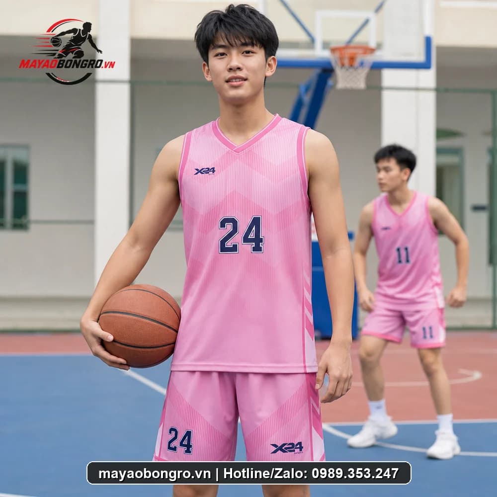 Mẫu bóng rổ màu hồng pastel cho học sinh trung học phổ thông, người lớn.