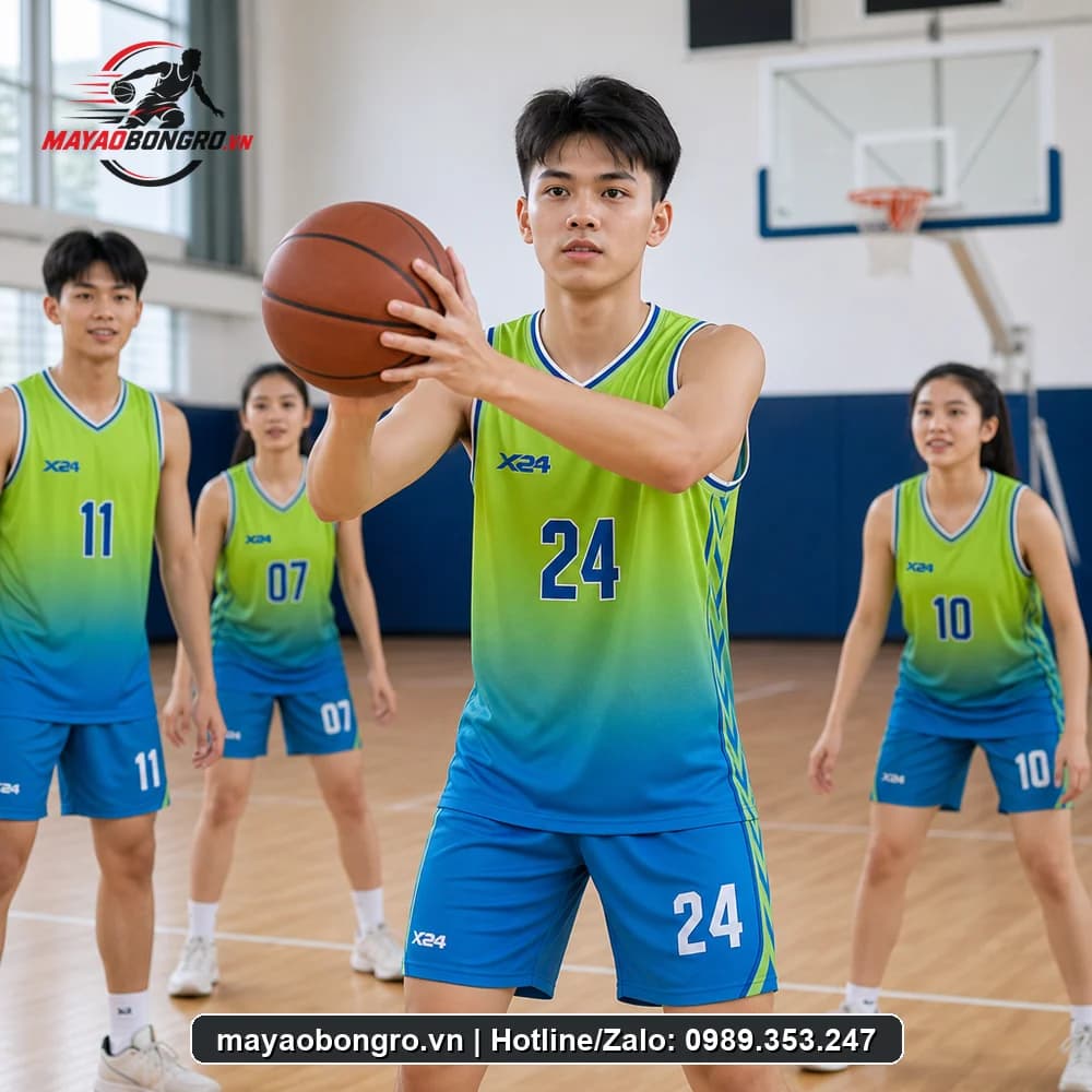 Mẫu bóng rổ Màu Xanh Chuối cho học sinh.