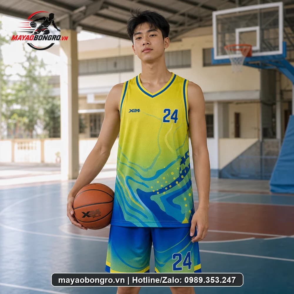 Mẫu bóng rổ Sports Vàng Neon cho học sinh trung học phổ thông, người lớn.