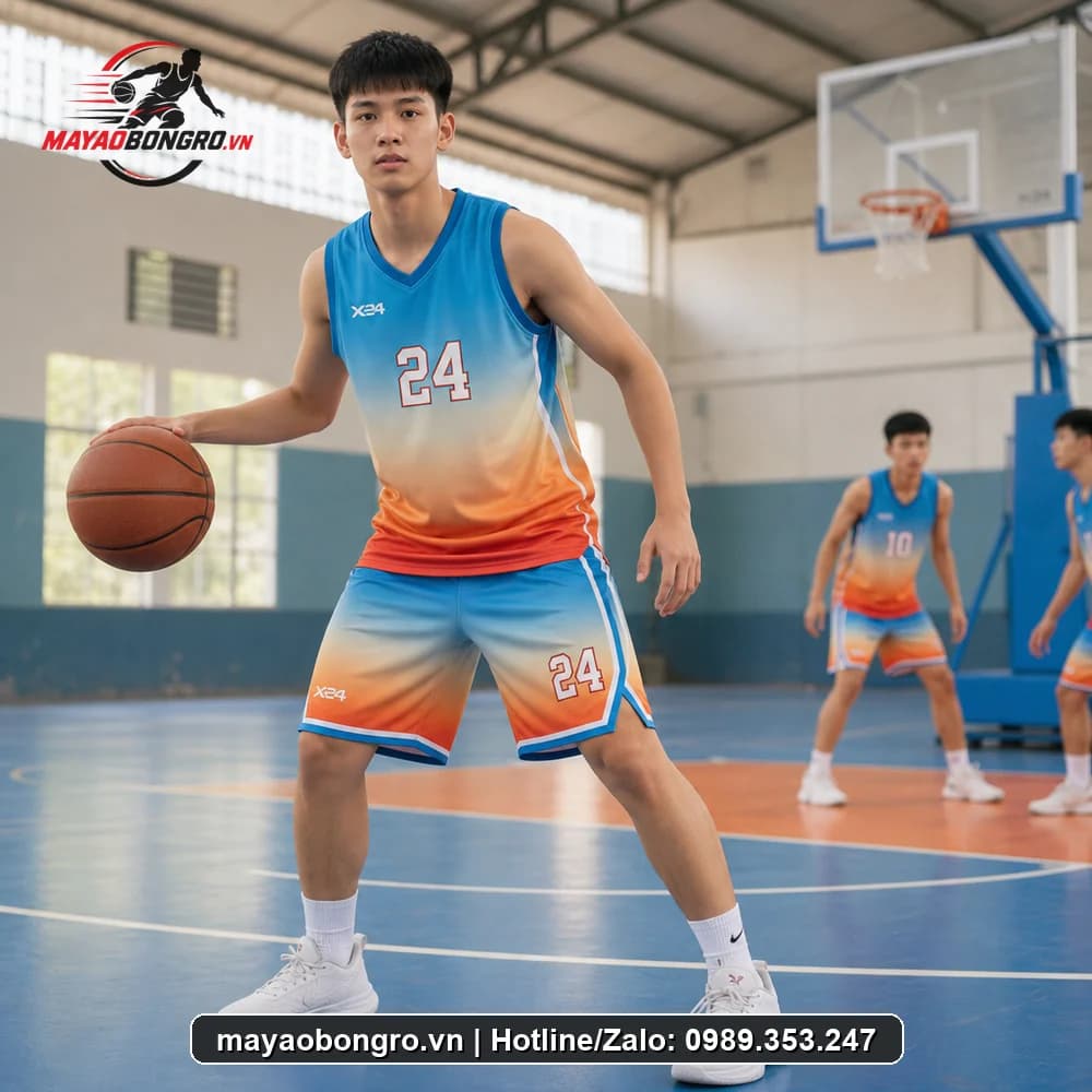 Mẫu bóng rổ Sport màu Xanh cho học sinh trung học phổ thông, người lớn.