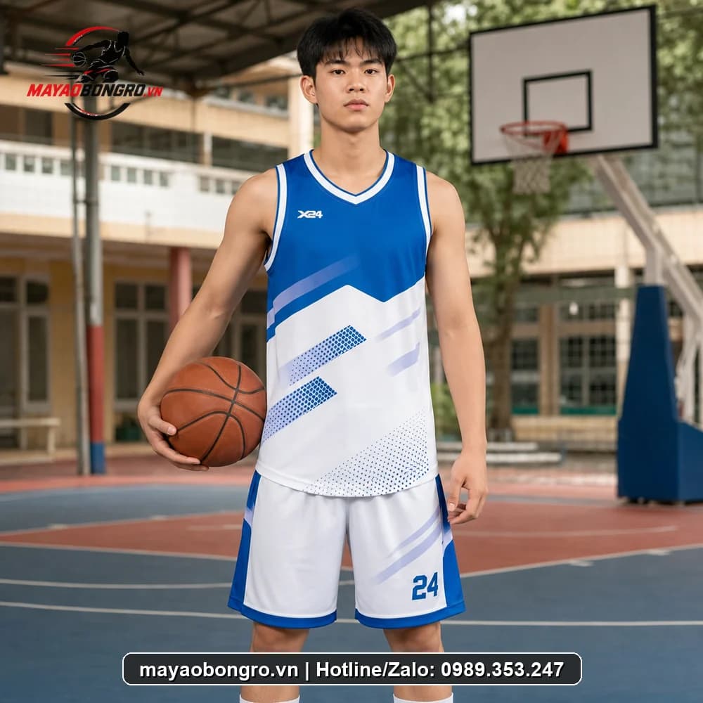Mẫu bóng rổ Xanh Bích Đậm cho học sinh trung học phổ thông, người lớn.