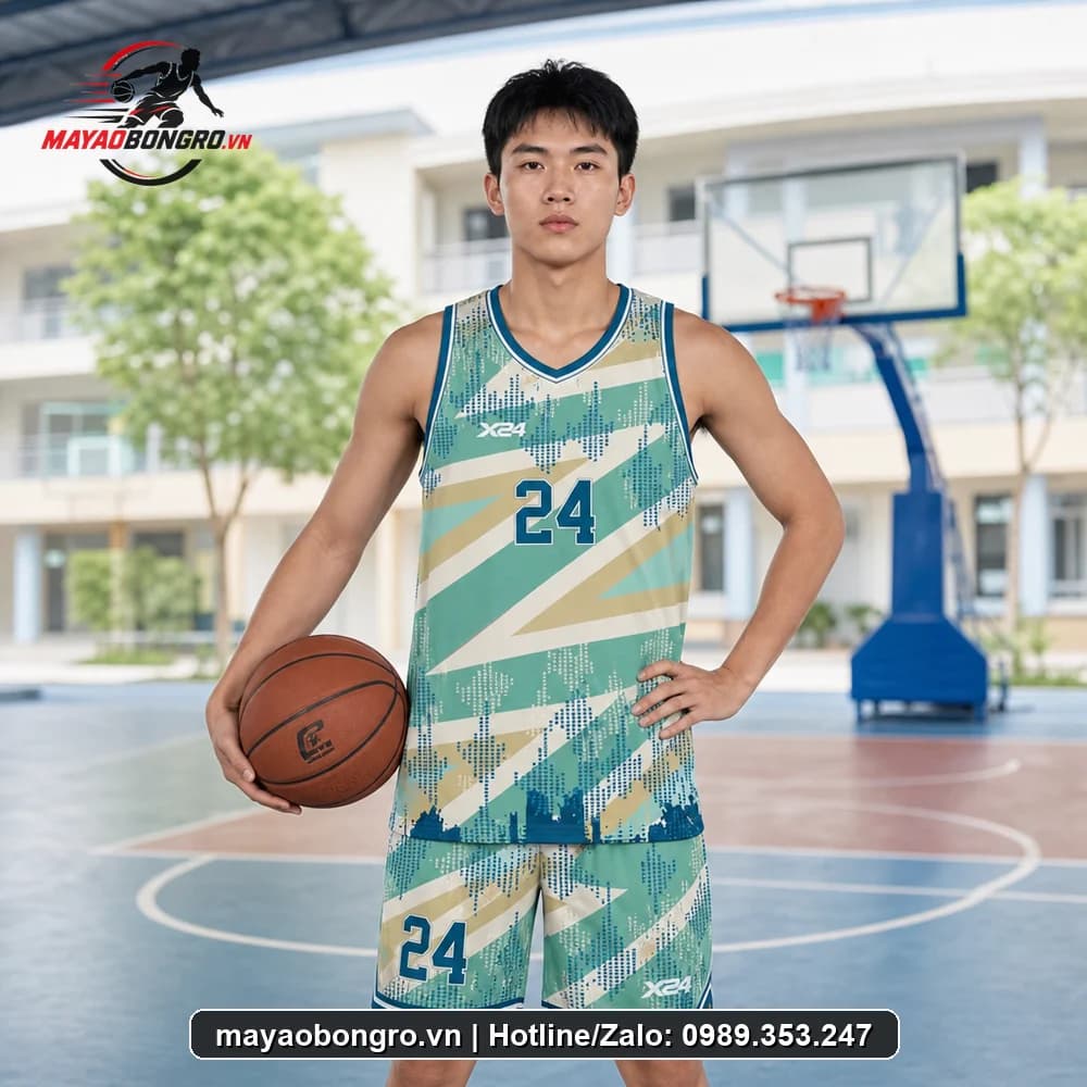 Mẫu bóng rổ Sports Xanh Ngọc cho học sinh trung học phổ thông, người lớn.