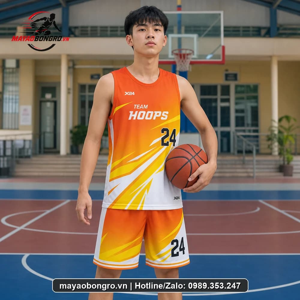 Mẫu bóng rổ Cam Thoải Mái cho học sinh trung học phổ thông, người lớn.