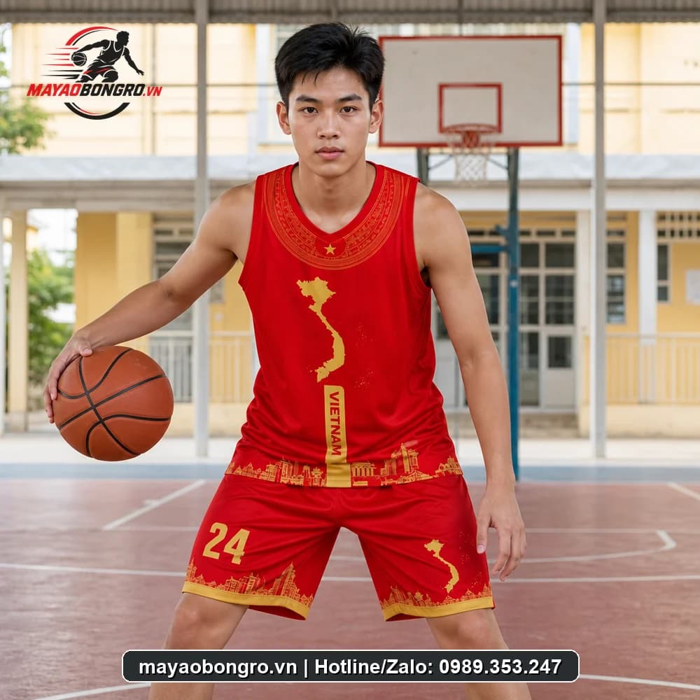 Mẫu bóng rổ đỏ Tự hào cho học sinh trung học phổ thông, người lớn.