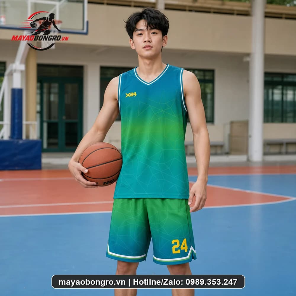 Mẫu bóng rổ phối màu đỏ cho học sinh trung học phổ thông, người lớn.