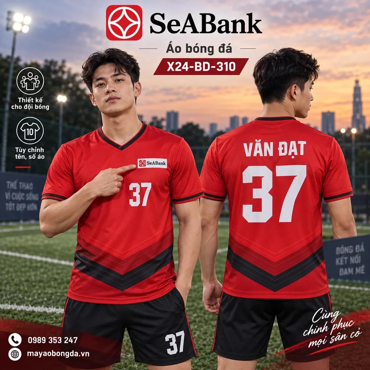 Áo bóng đá X24Sport SeABank họa tiết 01