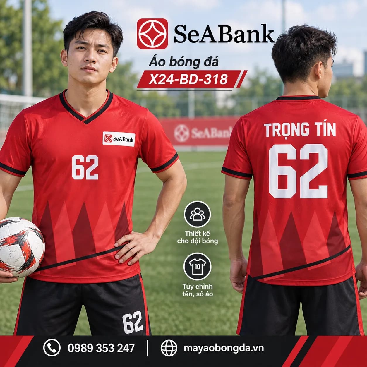 Áo bóng đá X24Sport SeABank họa tiết 09