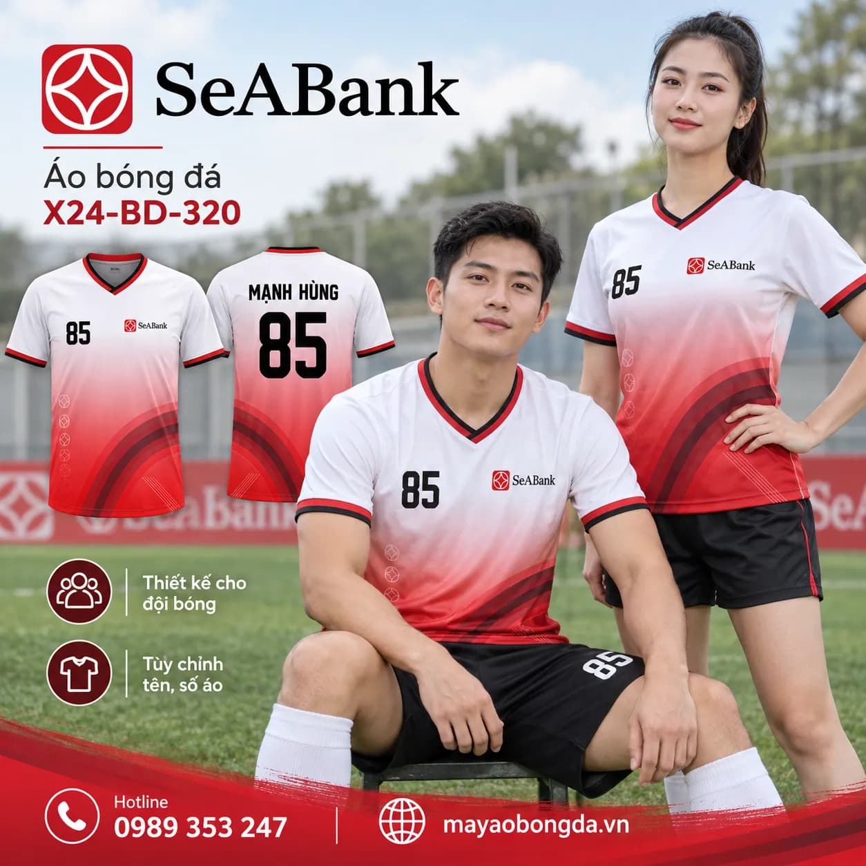 Áo bóng đá X24Sport SeABank gradient trắng 01
