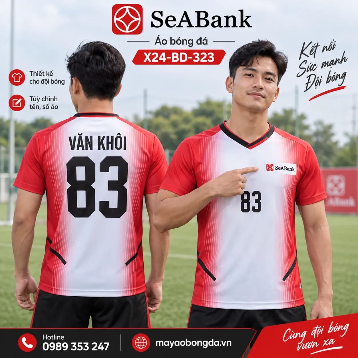 Áo bóng đá X24Sport SeABank gradient trắng 04
