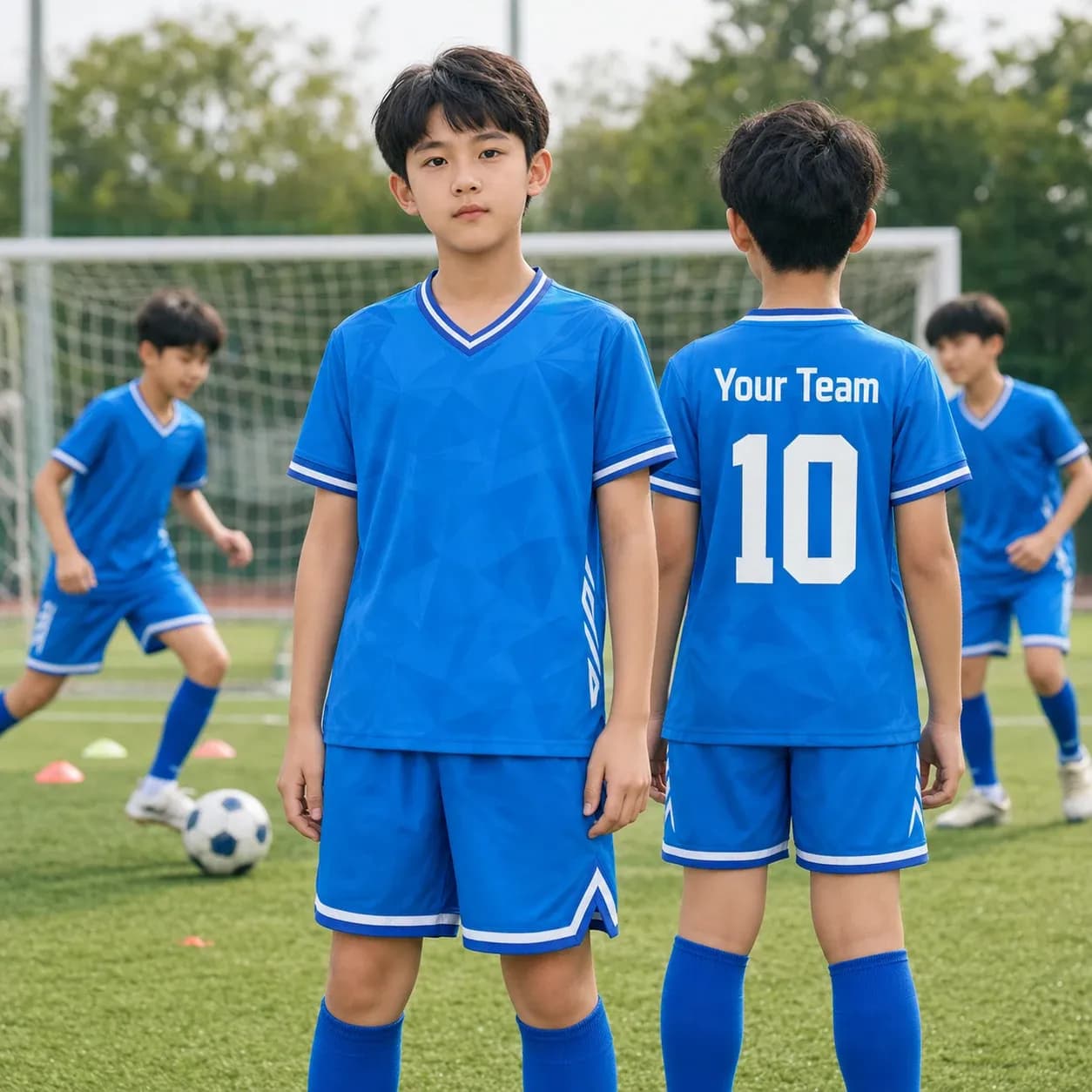 Áo bóng đá trẻ em mẫu thiết kế riêng Rocket màu Xanh dương – Mã X24-BD-DBX-KID-013