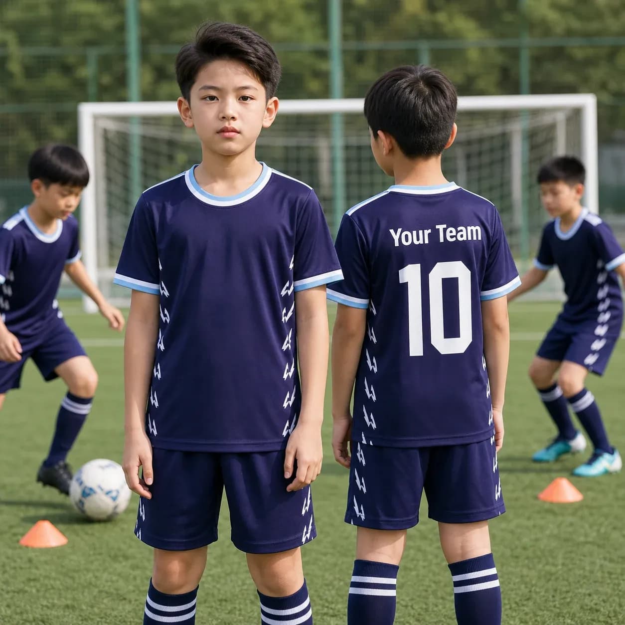 Áo bóng đá trẻ em mẫu thiết kế riêng màu Tím than – Mã X24-BD-DBX-KID-007