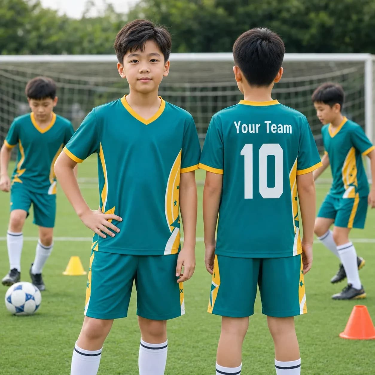 Áo bóng đá trẻ em mẫu thiết kế riêng màu Xanh lá – Mã X24-BD-DBX-KID-004