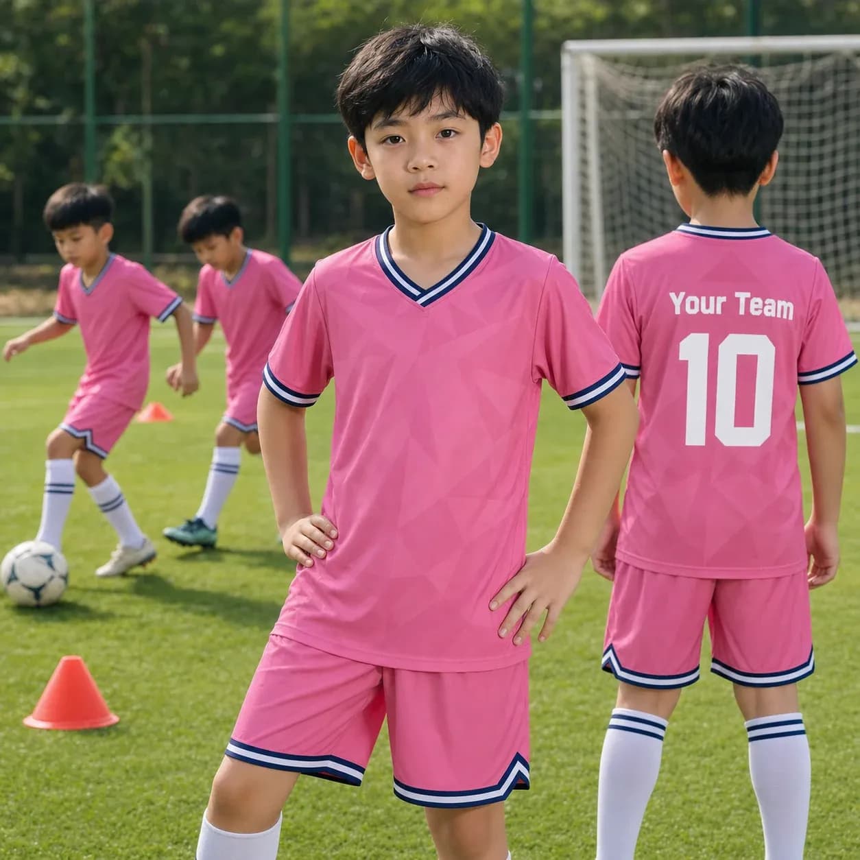Áo bóng đá trẻ em mẫu thiết kế riêng Rocket màu Hồng – Mã X24-BD-DBX-KID-011