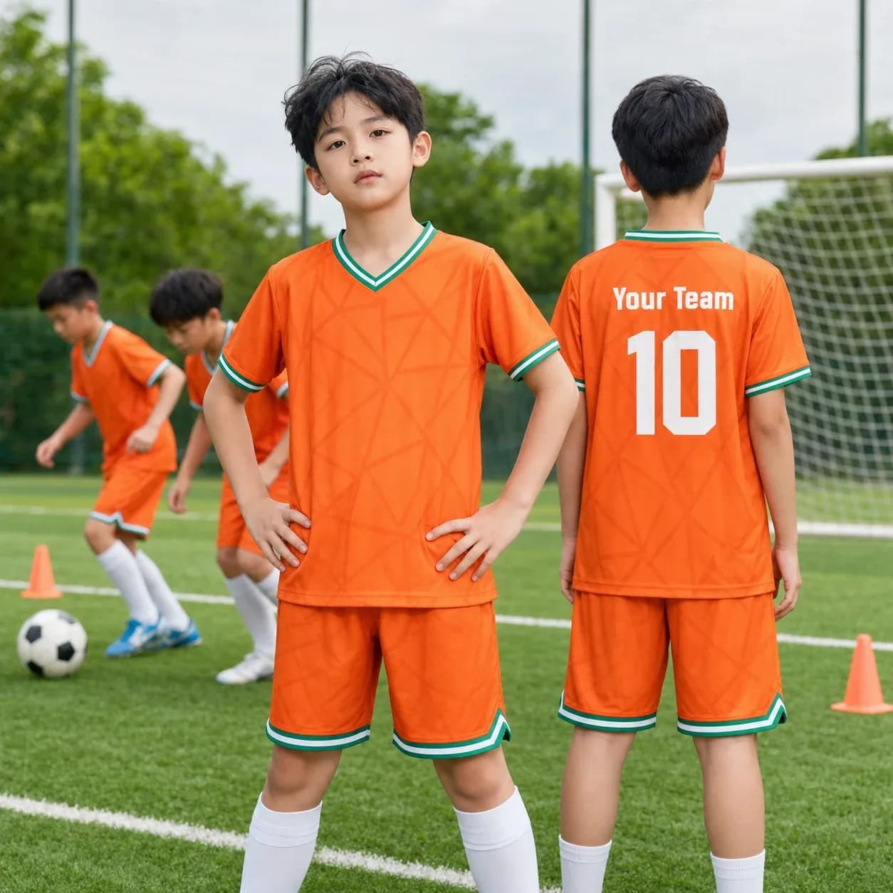 Áo bóng đá trẻ em mẫu thiết kế riêng Rocket màu Cam – Mã X24-BD-DBX-KID-009