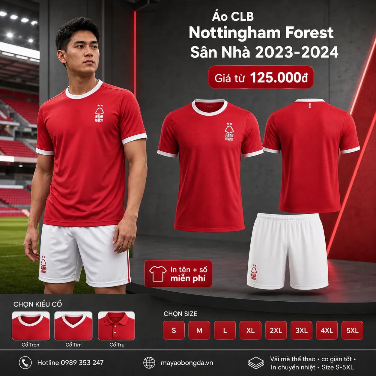 Áo CLB Nottingham Forest Sân Nhà 2023-2024 – Mã MBĐ-AO-CLB-NOTTINGHAM-FOREST-FFECCD3F