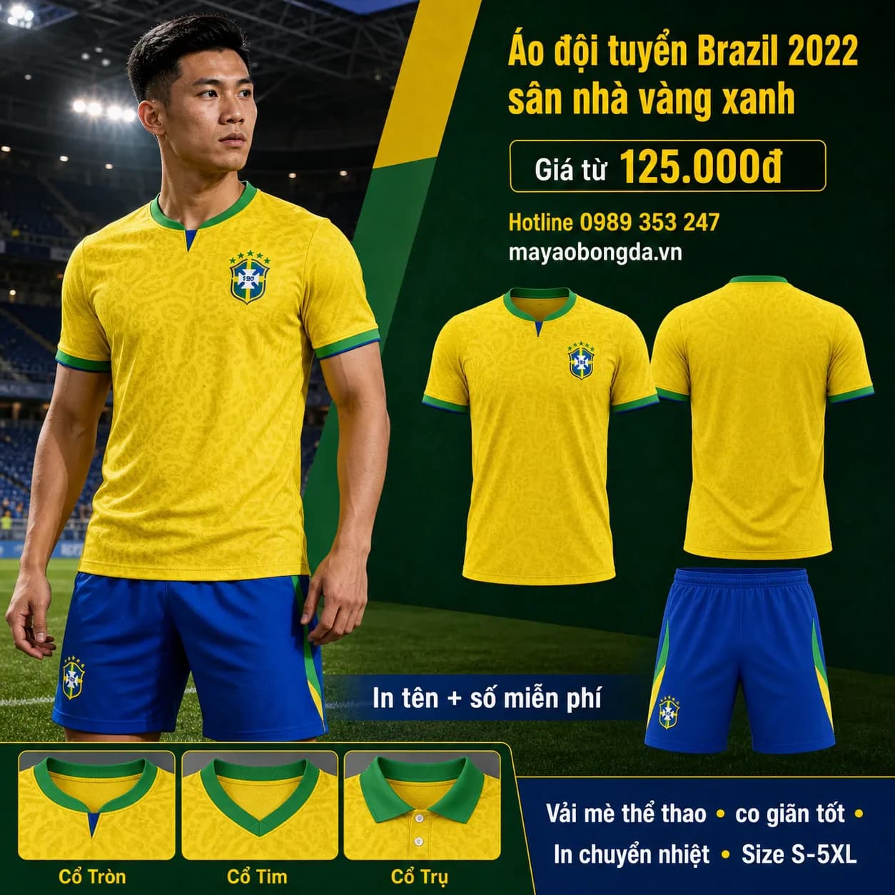 Áo đội tuyển Brazil 2022 sân nhà vàng xanh – Mã MBĐ-AO-DOI-TUYEN-BRAZIL-2022-E25C1A6F