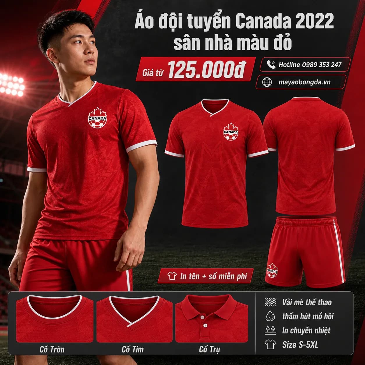 Áo đội tuyển Canada 2022 sân nhà màu đỏ – Mã MBĐ-AO-DOI-TUYEN-CANADA-2022-4D5BF642