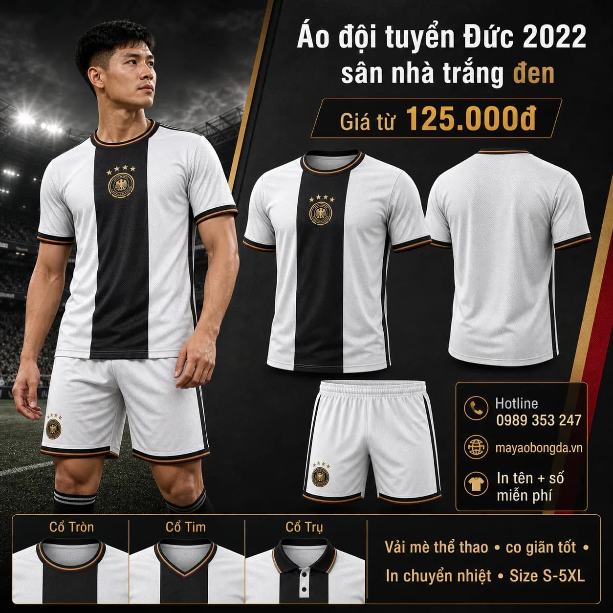 Áo đội tuyển Đức 2022 sân nhà trắng đen – Mã MBĐ-AO-DOI-TUYEN-DUC-2022-SA-A699A167