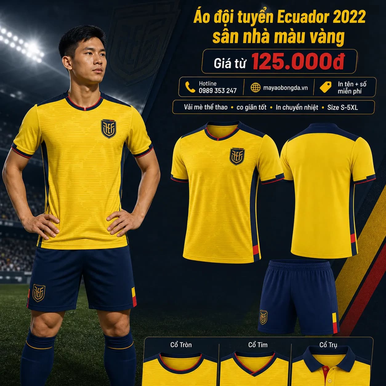 Áo đội tuyển Ecuador 2022 sân nhà màu vàng – Mã MBĐ-AO-DOI-TUYEN-ECUADOR-202-A236C7ED