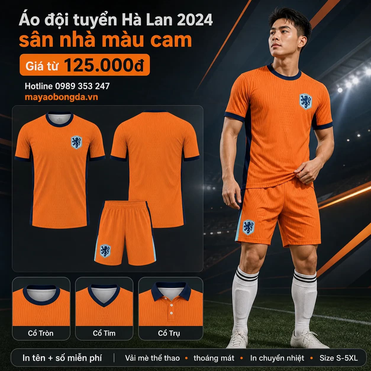 Áo đội tuyển Hà Lan 2024 sân nhà màu cam – Mã MBĐ-AO-DOI-TUYEN-HA-LAN-2024-DC6B208A