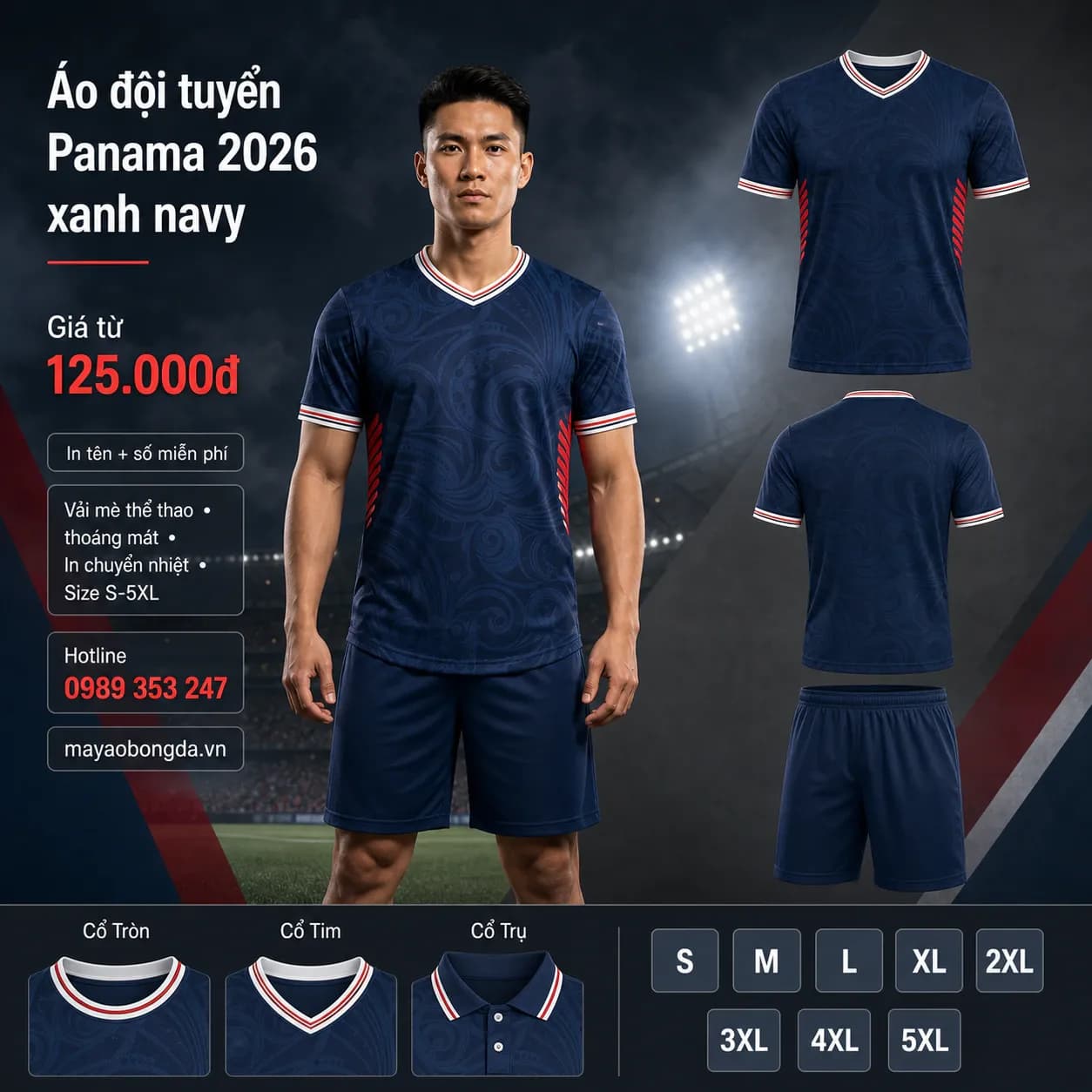 Áo đội tuyển Panama 2026 xanh navy – Mã MBĐ-AO-DOI-TUYEN-PANAMA-2026-7C541070