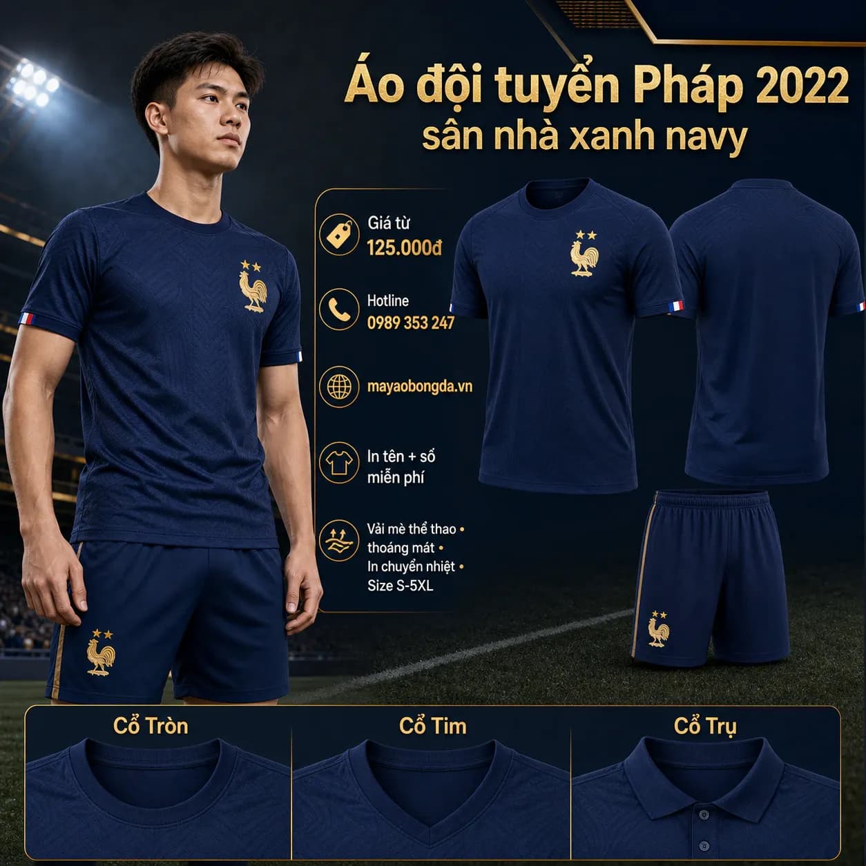 Áo đội tuyển Pháp 2022 sân nhà xanh navy – Mã MBĐ-AO-DOI-TUYEN-PHAP-2022-S-9B2504FB