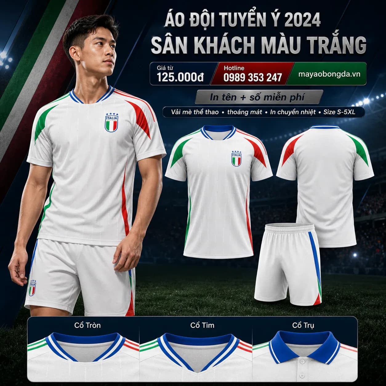 Áo đội tuyển Ý 2024 sân khách màu trắng – Mã MBĐ-AO-DOI-TUYEN-Y-2024-SAN--07E5A879