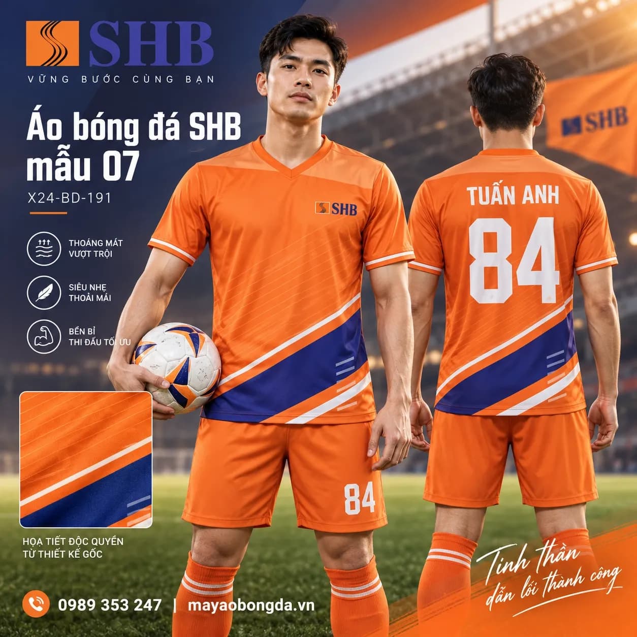 Áo bóng đá X24Sport SHB mẫu 07
