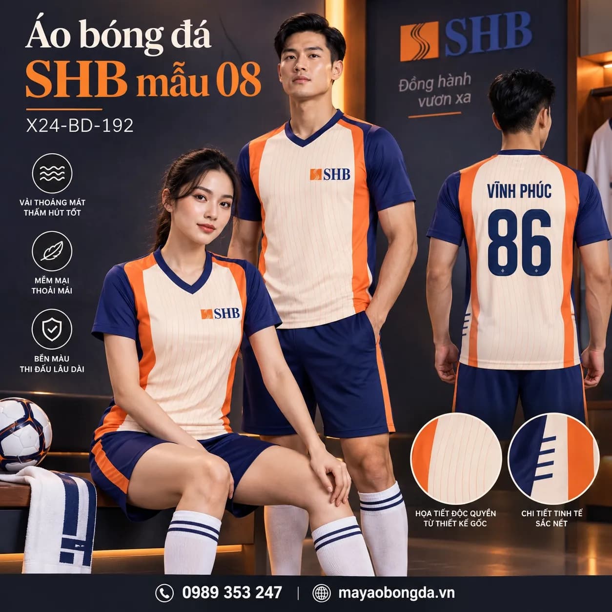 Áo bóng đá X24Sport SHB mẫu 08