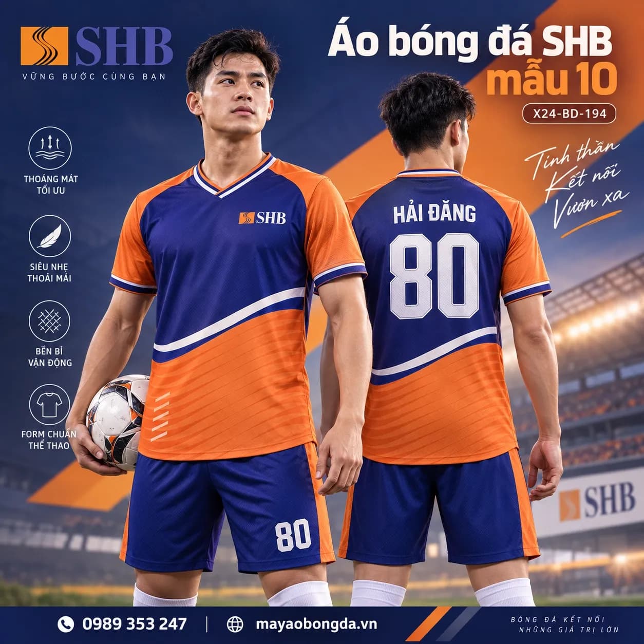 Áo bóng đá X24Sport SHB mẫu 10