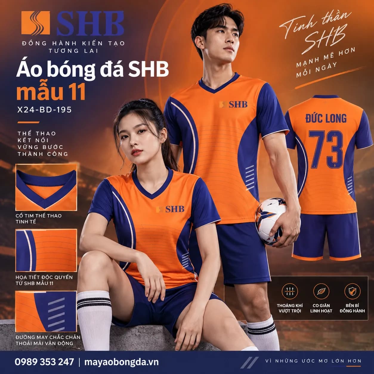 Áo bóng đá X24Sport SHB mẫu 11