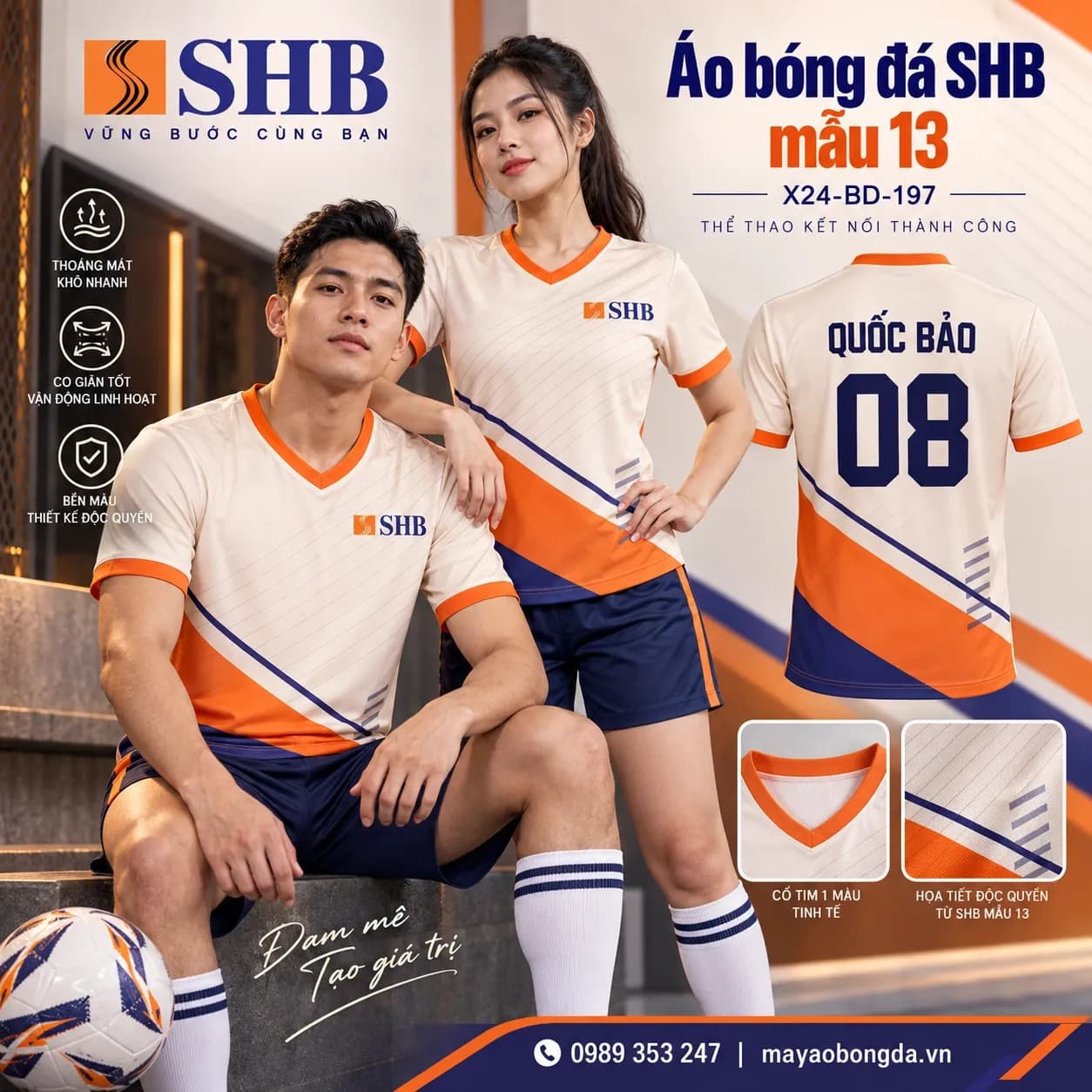 Áo bóng đá X24Sport SHB mẫu 13