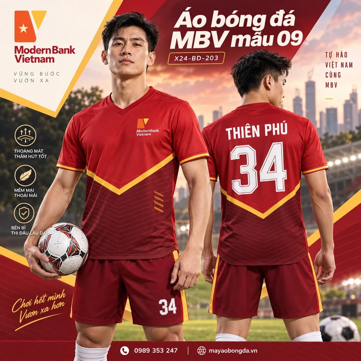 Áo bóng đá X24Sport MBV mẫu 09