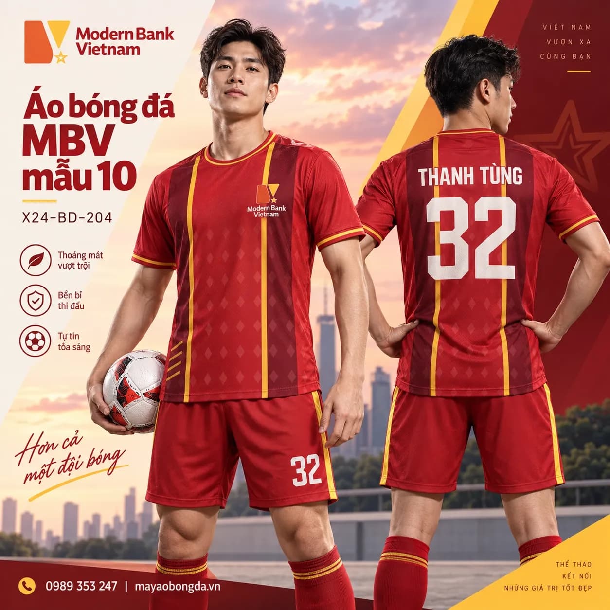 Áo bóng đá X24Sport MBV mẫu 10