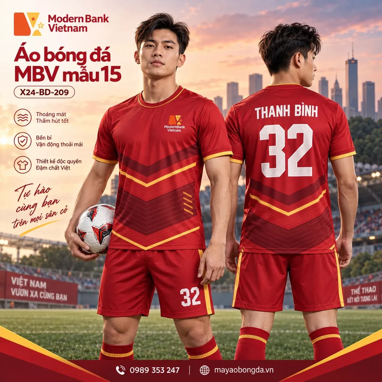 Áo bóng đá X24Sport MBV mẫu 15