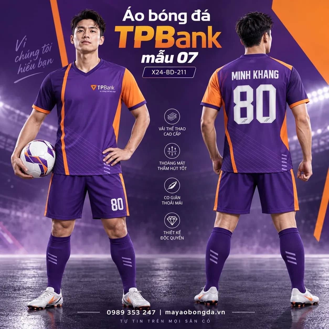 Áo bóng đá X24Sport TPBank mẫu 07