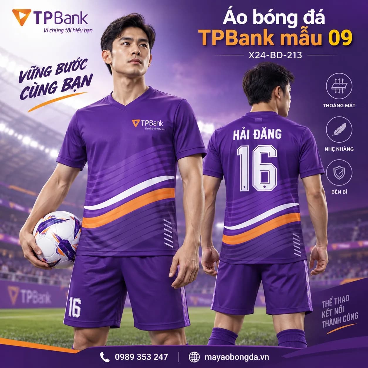Áo bóng đá X24Sport TPBank mẫu 09