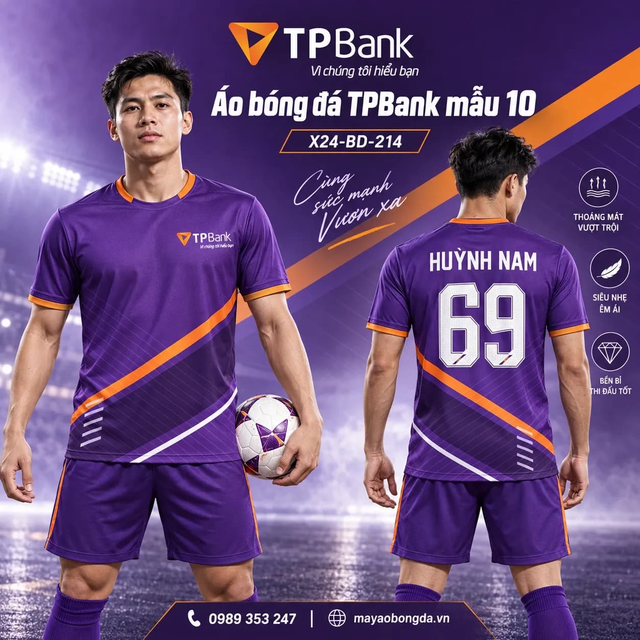 Áo bóng đá X24Sport TPBank mẫu 10