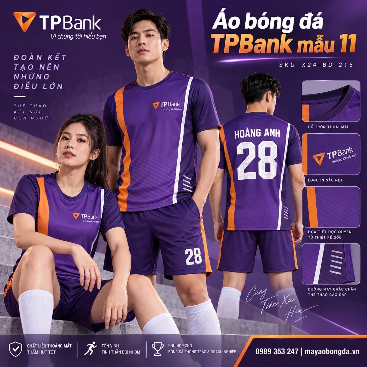 Áo bóng đá X24Sport TPBank mẫu 11