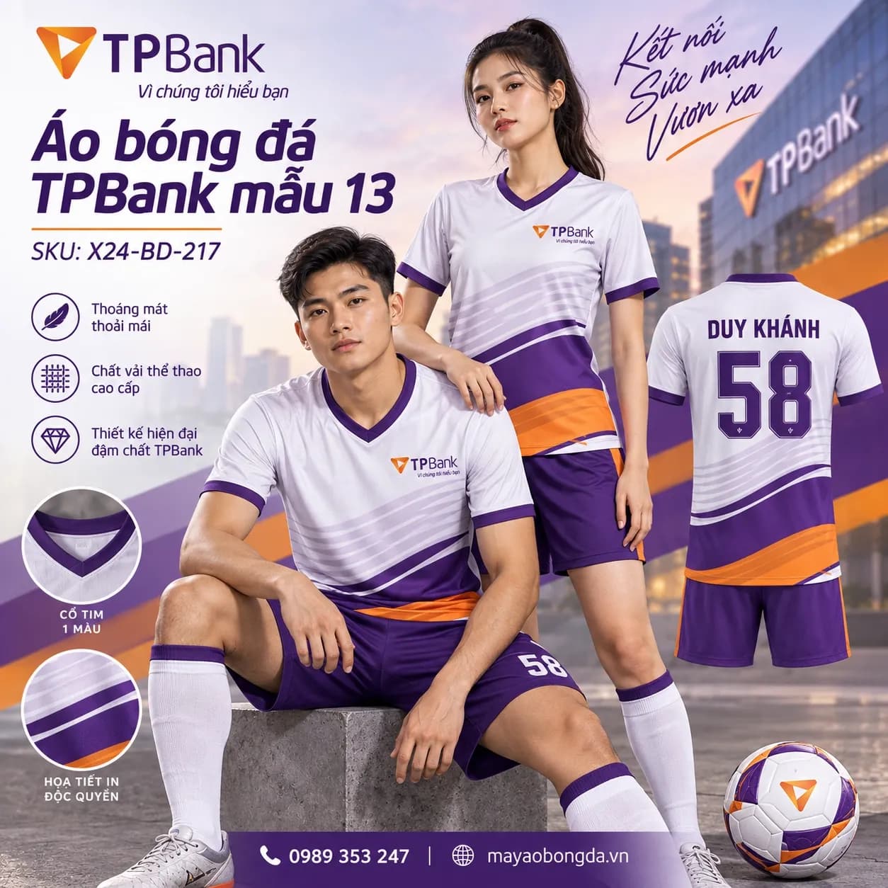 Áo bóng đá X24Sport TPBank mẫu 13