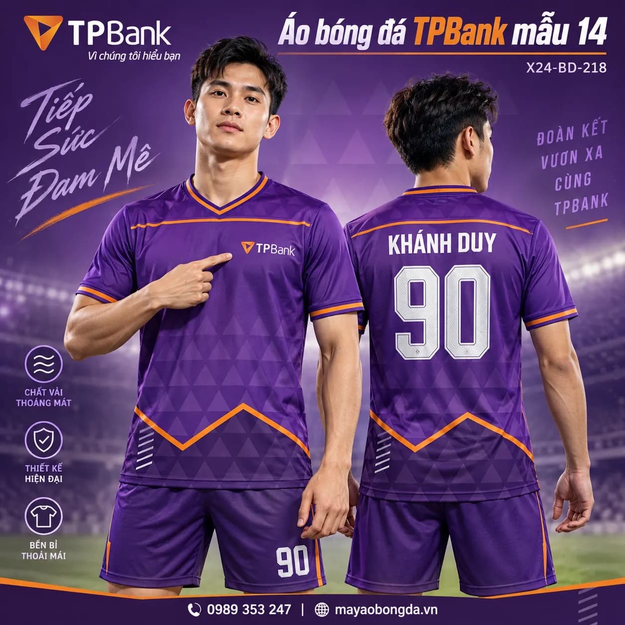 Áo bóng đá X24Sport TPBank mẫu 14