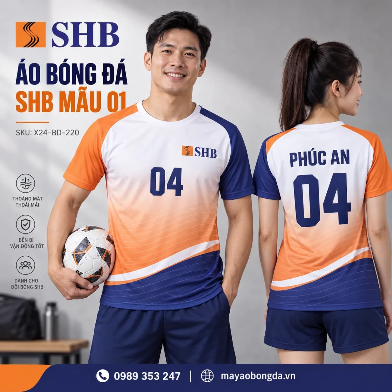Áo bóng đá X24Sport SHB mẫu 01