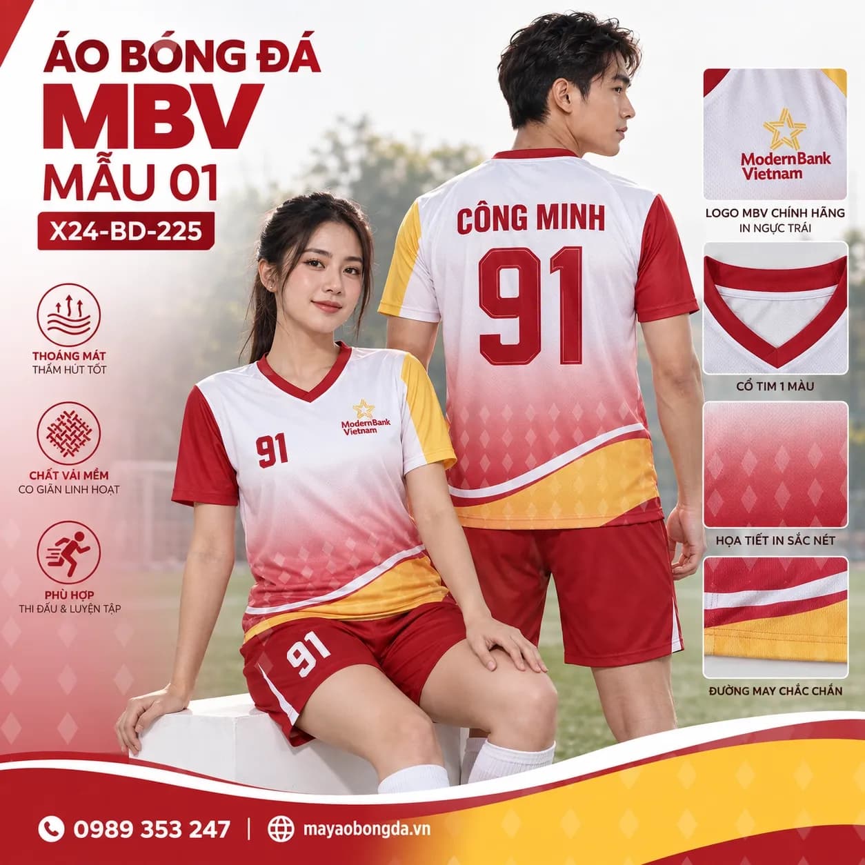 Áo bóng đá X24Sport MBV mẫu 01