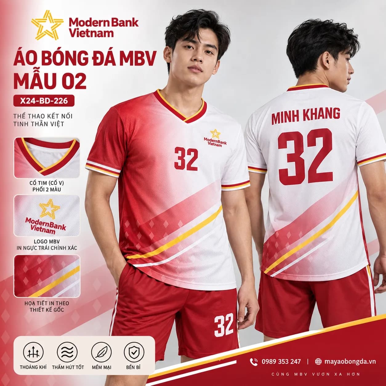 Áo bóng đá X24Sport MBV mẫu 02