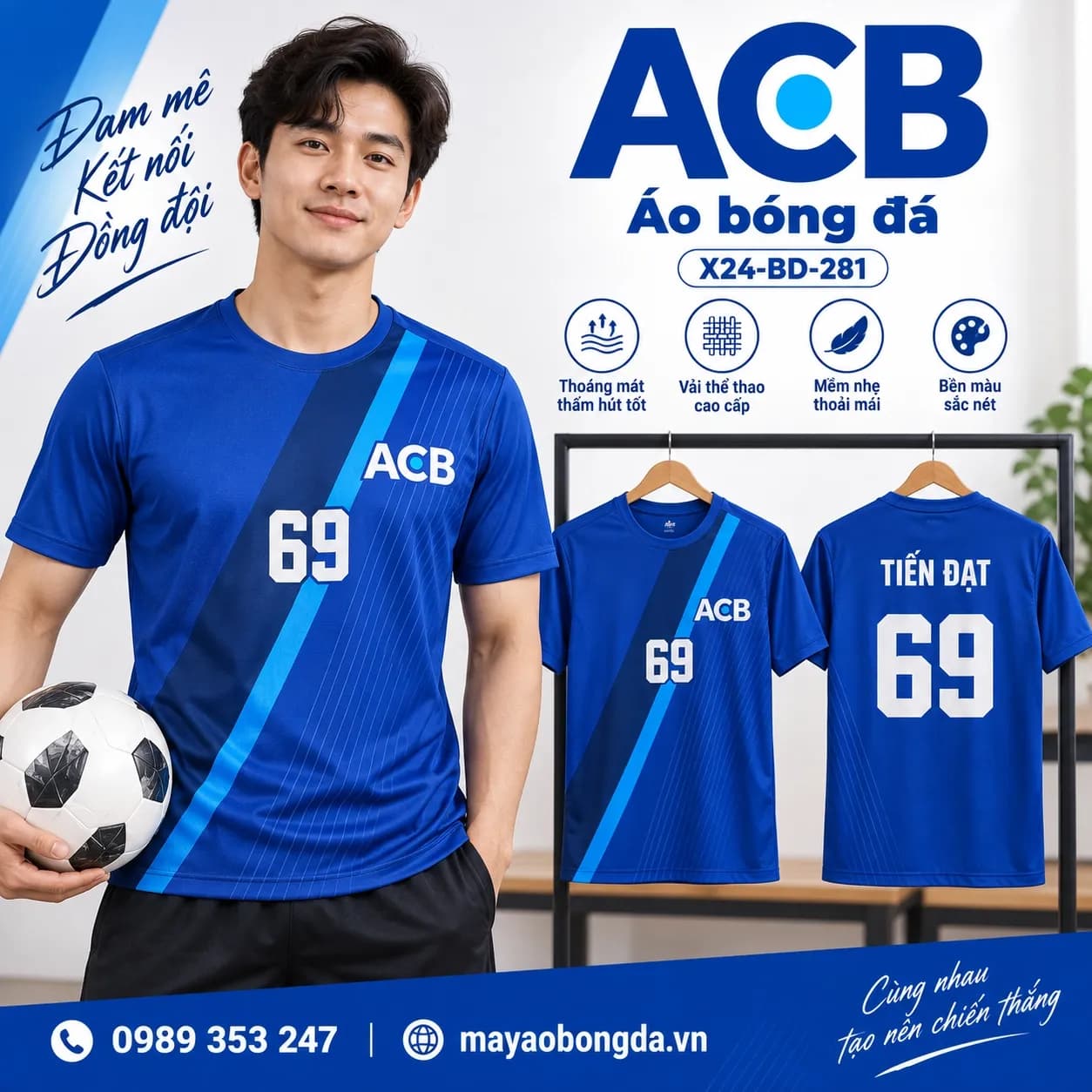 Áo bóng đá X24Sport ACB họa tiết 02