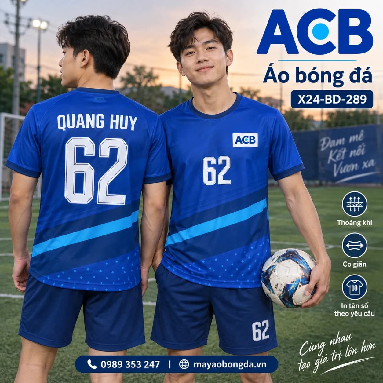 Áo bóng đá X24Sport ACB họa tiết 10