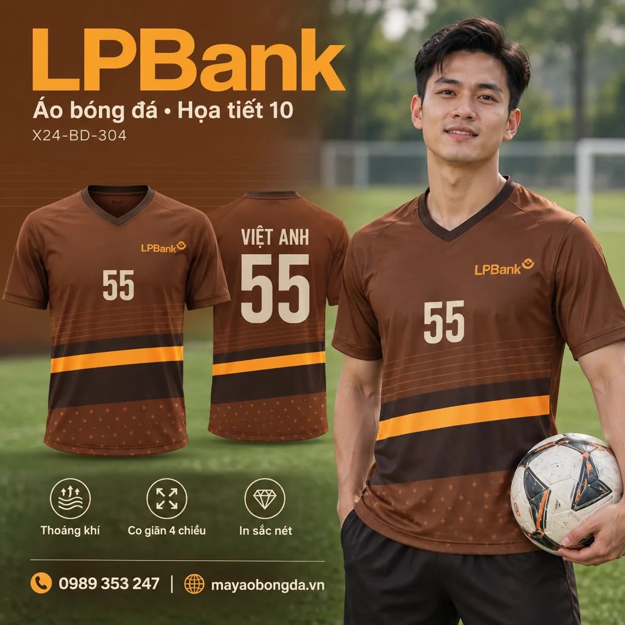 Áo bóng đá X24Sport LPBank họa tiết 10